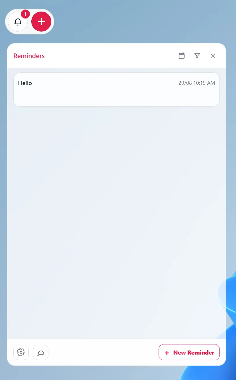 Winka widget and reminders list